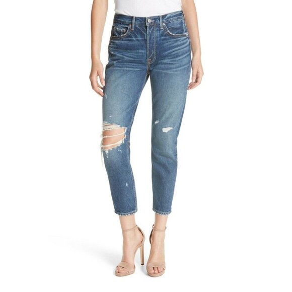 GRLFRND Jeans Karolina More Life High Rise Button Fly Skinny Blue Denim - Picture 3 of 14